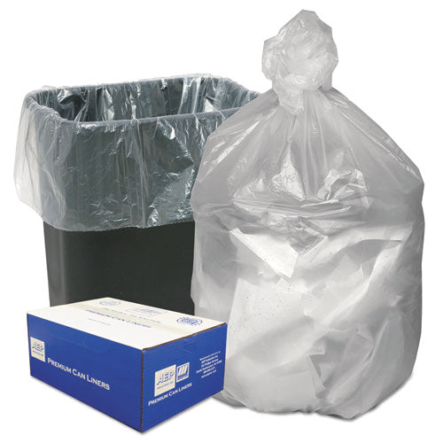 Can Liners, 16 gal, 8 mic, 24" x 33", Natural, 50 Bags/Roll, 20 Rolls/Carton