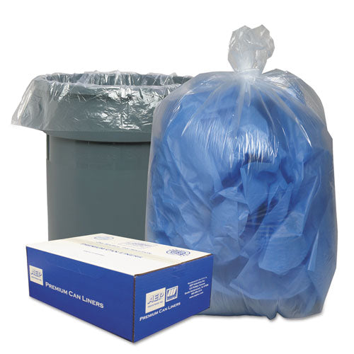 Linear Low-Density Can Liners, 33 gal, 0.63 mil, 33" x 39", Clear, 25 Bags/Roll, 10 Rolls/Carton