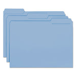 Interior File Folders, 1/3-Cut Tabs: Assorted, Letter Size, 0.75" Expansion, Blue, 100/Box