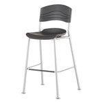 CafeWorks Stool, Supports Up to 225 lb, 30" Seat Height, Graphite Seat, Graphite Back, Silver Base