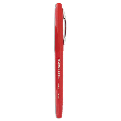 Porous Point Pen, Stick, Medium 0.7 mm, Red Ink, Red Barrel, Dozen