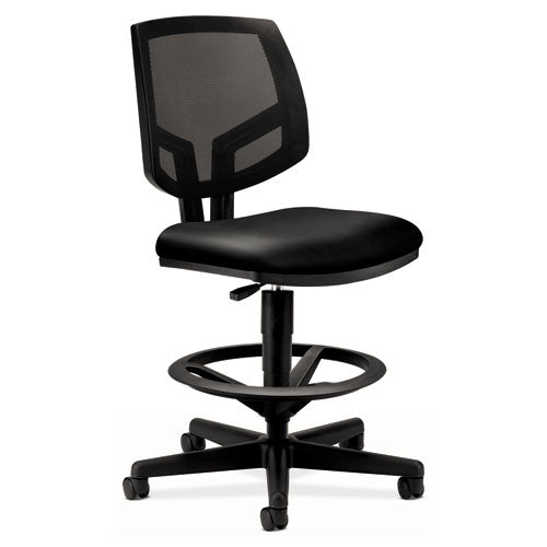 Volt Series Mesh Back Adjustle Leather Task Stool, Supports Up to 250 lb, 22.88" to 32.38" Seat Height, Black