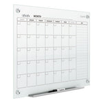 Infinity Magnetic Glass Calendar Board, One Month, 36 x 24, White Surface