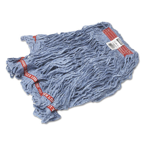 Swinger Loop Wet Mop Heads, Cotton/Synthetic, Blue, Large, 6/Carton