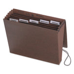 Six-Pocket Subject File with Insertable Tabs, 5.25" Expansion, 6 Sections, Elastic Cord, 1/5-Cut Tabs, Letter Size, Redrope