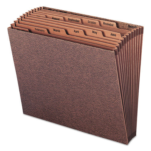 TUFF Expanding Open-Top Stadium File, 12 Sections, 1/12-Cut Tabs, Letter Size, Redrope