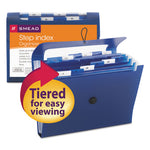 Step Index Organizer, 12 Sections, Cord/Hook Closure, 1/6-Cut Tabs, Letter Size, Navy