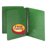 Prong Fastener Premium Pressboard Report Cover, Two-Piece Prong Fastener, 3" Capacity, 8.5 x 11, Green/Green