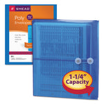 Poly String and Button Interoffice Envelopes, Open-Side (Horizontal), 9.75 x 11.63, Transparent Blue, 5/Pack