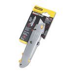Quick-Change Utility Knife with Twine Cutter and (3) Retractle Blades, 6" Metal Handle, Gray, 6/Box