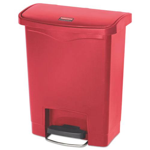 Streamline Resin Step-On Container, Front Step Style, 8 gal, Polyethylene, Red