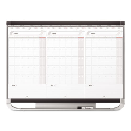 Prestige 2 Total Erase Three-Month Calendar, 36 x 24, White Surface, Graphite Fiberboard/Plastic Frame