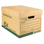 Recycled Heavy-Duty Record Storage Box, Letter/Legal Files, Kraft/Green, 12/Carton