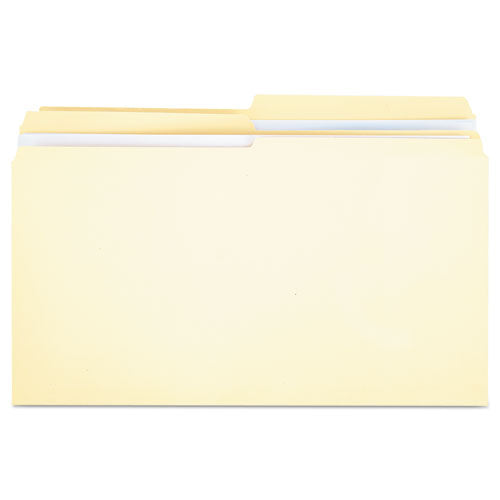 Double-Ply Top Tab Manila File Folders, 1/2-Cut Tabs: Assorted, Legal Size, 0.75" Expansion, Manila, 100/Box