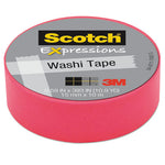 Expressions Washi Tape, 1.25" Core, 0.59" x 32.75 ft, Neon Pink