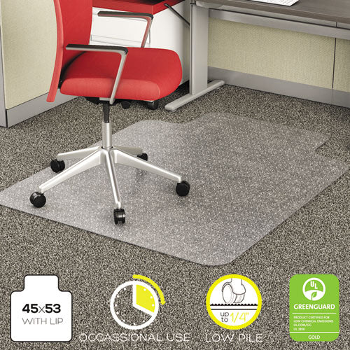 EconoMat Occasional Use Chair Mat for Low Pile Carpet, 45 x 53, Wide Lipped, Clear