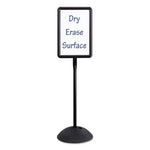 WriteWay Double-Sided Magnetic Dry Erase Standing Message Sign, Rectangle, 65" Tall Black Stand, 14.25 x 22.25 White Face