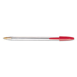 Cristal Xtra Smooth Ballpoint Pen, Stick, Medium 1 mm, Red Ink, Clear Barrel, Dozen