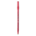 Round Stic Xtra Life Ballpoint Pen, Stick, Medium 1 mm, Red Ink, Translucent Red Barrel, Dozen