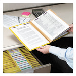 Eight-Section Pressboard Top Tab Classification Folders, Eight SafeSHIELD Fasteners, 3 Dividers, Legal Size, Yellow, 10/Box