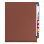 End Tab Pressboard Classification Folders, Eight SafeSHIELD Fasteners, 3" Expansion, 3 Dividers, Letter Size, Red, 10/Box