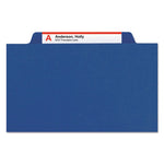 Four-Section Pressboard Top Tab Classification Folders, Four SafeSHIELD Fasteners, 1 Divider, Legal Size, Dark Blue, 10/Box