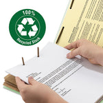 Recycled Pressboard Classification Folders, 3" Expansion, 3 Dividers, 8 Fasteners, Letter Size, Gray-Green, 10/Box