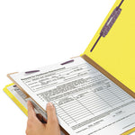 Four-Section Pressboard Top Tab Classification Folders, Four SafeSHIELD Fasteners, 1 Divider, Legal Size, Yellow, 10/Box