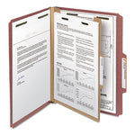 Recycled Pressboard Classification Folders, 2" Expansion, 1 Divider, 4 Fasteners, Letter Size, Red Exterior, 10/Box