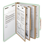 Recycled Pressboard Classification Folders, 3" Expansion, 3 Dividers, 8 Fasteners, Letter Size, Gray-Green, 10/Box