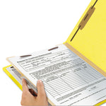 Top Tab Classification Folders, Four SafeSHIELD Fasteners, 2" Expansion, 1 Divider, Letter Size, Yellow Exterior, 10/Box