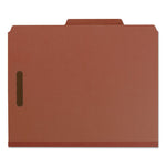 Recycled Pressboard Classification Folders, 2" Expansion, 1 Divider, 4 Fasteners, Letter Size, Red Exterior, 10/Box