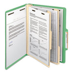 Top Tab Classification Folders, Six SafeSHIELD Fasteners, 2" Expansion, 2 Dividers, Letter Size, Green Exterior, 10/Box