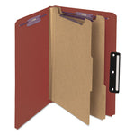 Pressboard Classification Folders, Six SafeSHIELD Fasteners, 1/3-Cut Tabs, 2 Dividers, Legal Size, Red, 10/Box