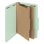 Recycled Pressboard Classification Folders, 2" Expansion, 2 Dividers, 6 Fasteners, Legal Size, Gray-Green, 10/Box