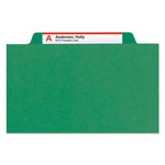 Recycled Pressboard Classification Folders, 2" Expansion, 2 Dividers, 6 Fasteners, Letter Size, Green Exterior, 10/Box