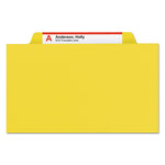 Eight-Section Pressboard Top Tab Classification Folders, Eight SafeSHIELD Fasteners, 3 Dividers, Letter Size, Yellow, 10/Box