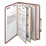 Pressboard Classification Folders, Eight SafeSHIELD Fasteners, 2/5-Cut Tabs, 3 Dividers, Legal Size, Red, 10/Box