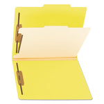 Top Tab Classification Folders, Four SafeSHIELD Fasteners, 2" Expansion, 1 Divider, Letter Size, Yellow Exterior, 10/Box