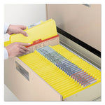 Top Tab Classification Folders, Four SafeSHIELD Fasteners, 2" Expansion, 1 Divider, Letter Size, Yellow Exterior, 10/Box