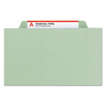 Recycled Pressboard Classification Folders, 2" Expansion, 1 Divider, 4 Fasteners, Letter Size, Gray-Green, 10/Box