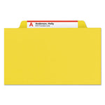 6-Section Pressboard Top Tab Pocket Classification Folders, 6 SafeSHIELD Fasteners, 2 Dividers, Legal Size, Yellow, 10/Box