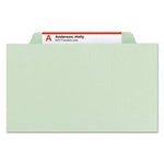 Pressboard Classification Folders, Eight SafeSHIELD Fasteners, 2/5-Cut Tabs, 3 Dividers, Legal Size, Gray-Green, 10/Box