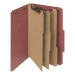 Recycled Pressboard Classification Folders, 3" Expansion, 3 Dividers, 8 Fasteners, Legal Size, Red Exterior, 10/Box