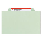 Recycled Pressboard Classification Folders, 2" Expansion, 2 Dividers, 6 Fasteners, Legal Size, Gray-Green, 10/Box