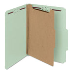 Recycled Pressboard Classification Folders, 2" Expansion, 1 Divider, 4 Fasteners, Letter Size, Gray-Green, 10/Box