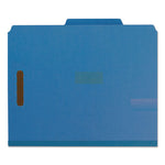 Recycled Pressboard Classification Folders, 2" Expansion, 2 Dividers, 6 Fasteners, Letter Size, Dark Blue, 10/Box