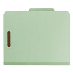 Recycled Pressboard Classification Folders, 2" Expansion, 1 Divider, 4 Fasteners, Letter Size, Gray-Green, 10/Box