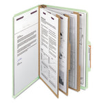 Pressboard Classification Folders, Eight SafeSHIELD Fasteners, 2/5-Cut Tabs, 3 Dividers, Legal Size, Gray-Green, 10/Box