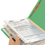 Top Tab Classification Folders, Six SafeSHIELD Fasteners, 2" Expansion, 2 Dividers, Letter Size, Green Exterior, 10/Box